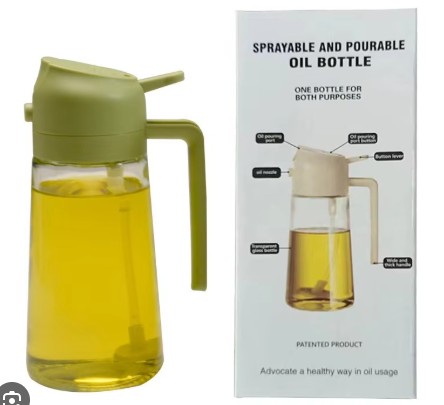 sprayable and pourable oil bottle